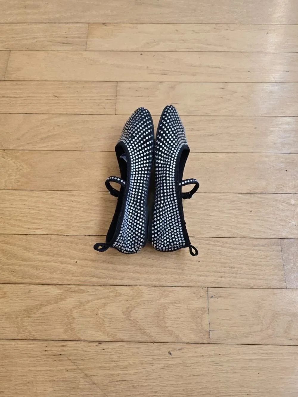 Zara | silver rhinestone black BalletCore falts  | KIDS 3